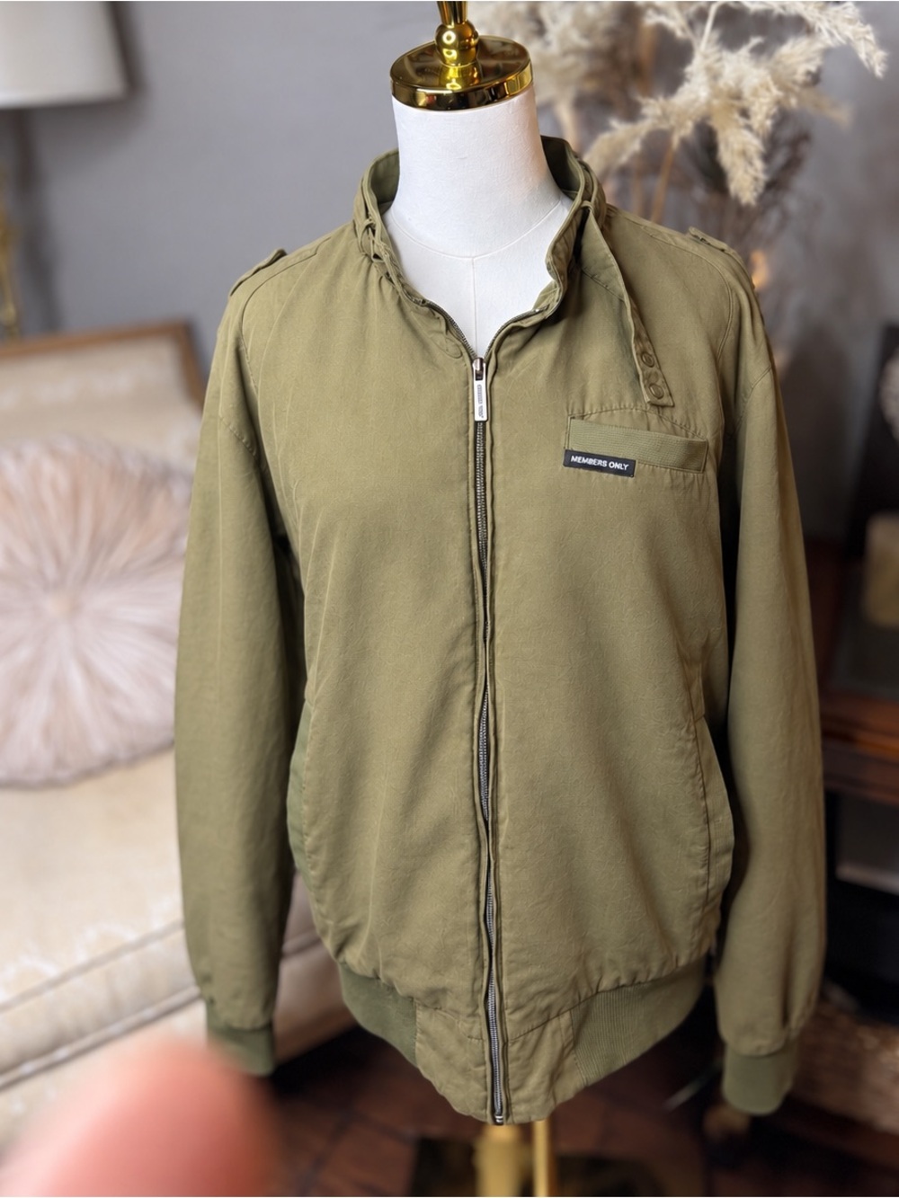 Classic Members Only Green Military-Style Zip Iconic Racer Jacket gorpcore moto